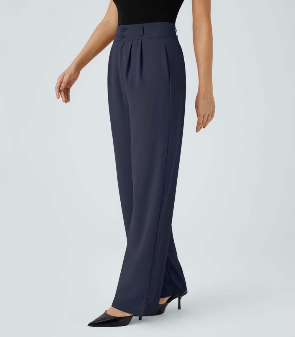Halara High Waisted Shirred Wide Leg Work Pants#611